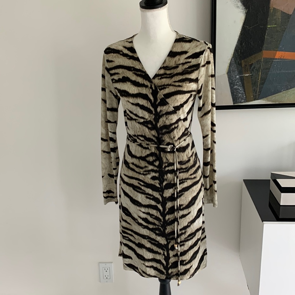 Michael Kors zebra print wrap dress size P/M